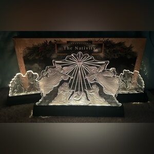 Light Up Nativity Set Christmas Holiday Vintage Crystalline Nativity Collectible